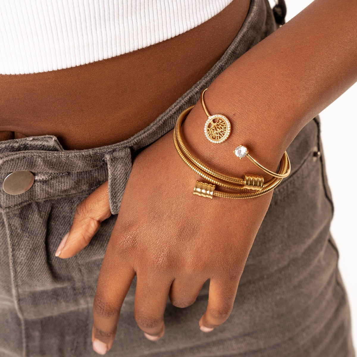 Tree Of Life Stone Bangle Bracelet