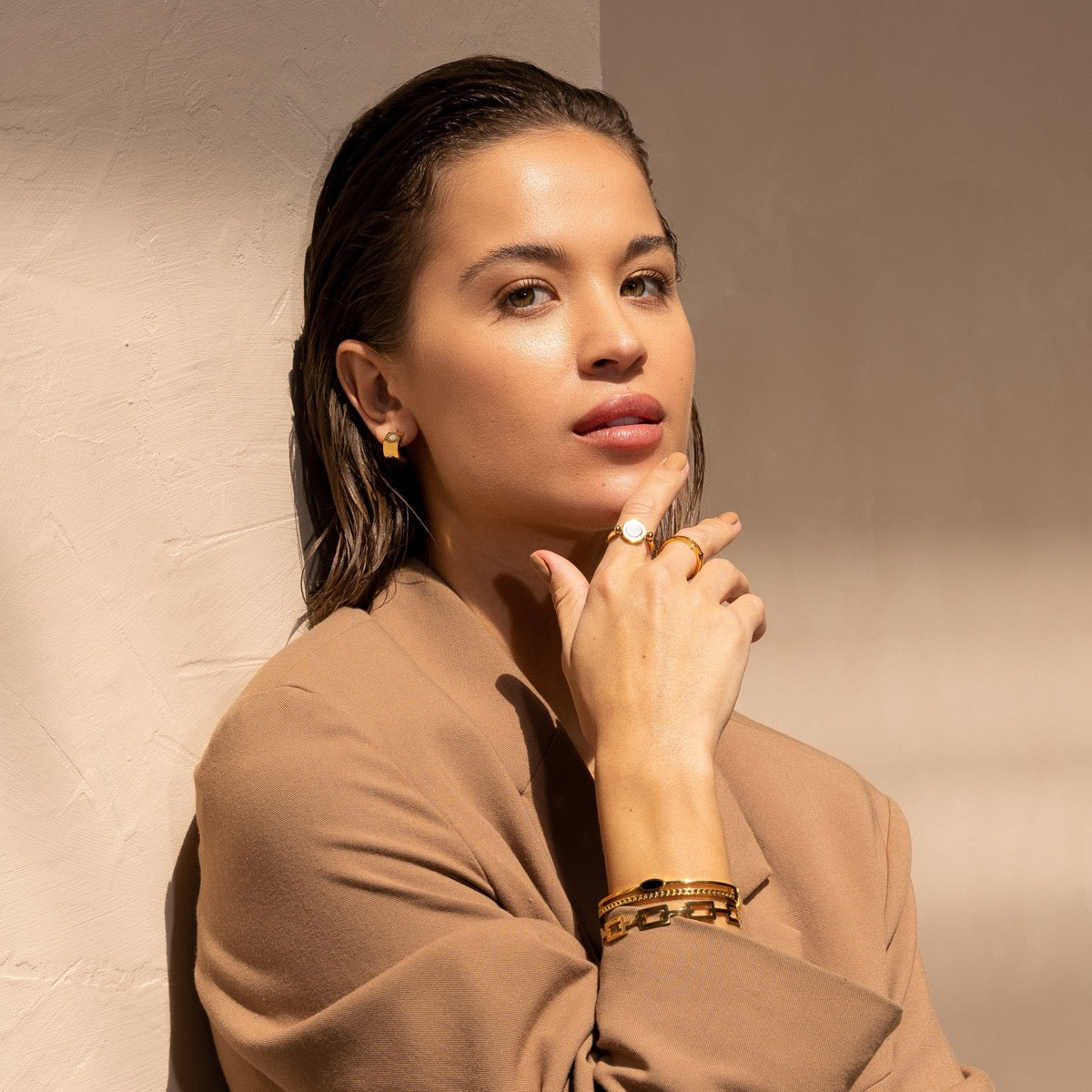 Oval Onyx Layered Bangle Bracelet