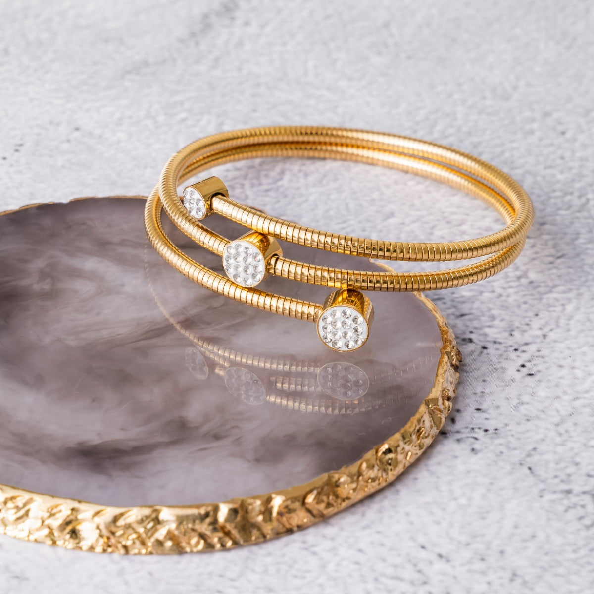 Stone Twister Bangle Bracelet