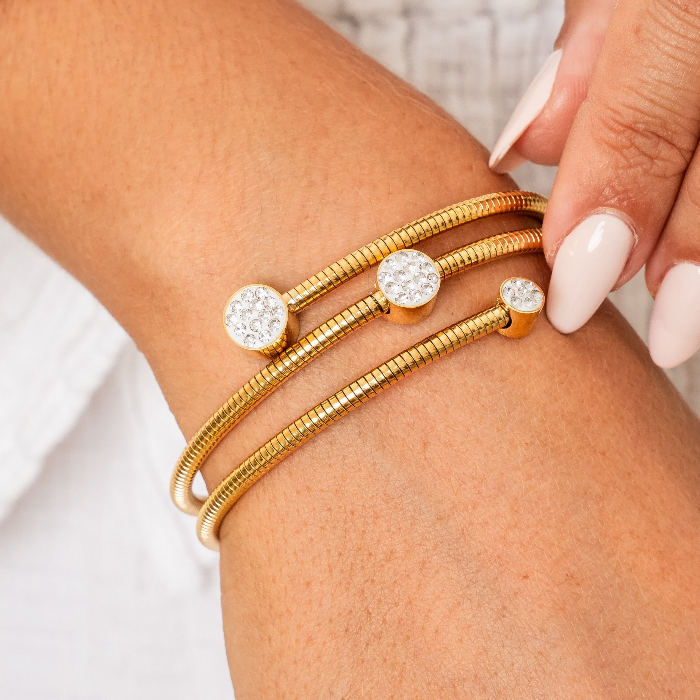 Stone Twister Bangle Bracelet